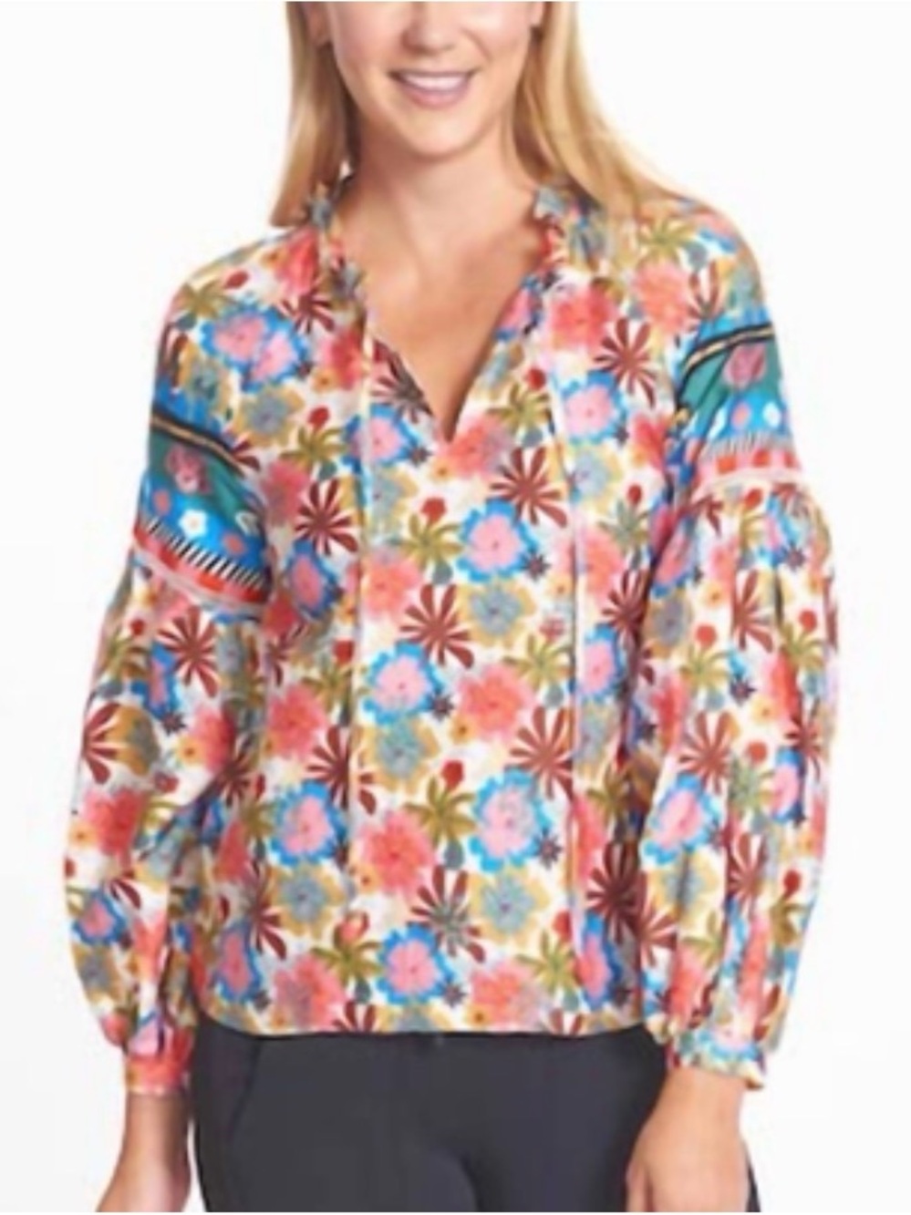 EMILY LOVELOCK emma tiger print blouse in white multi